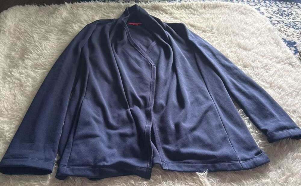 Lilly Pulitzer Luxletic Navia Open Front‎ Fleece Cardigan Navy Blue Size XL